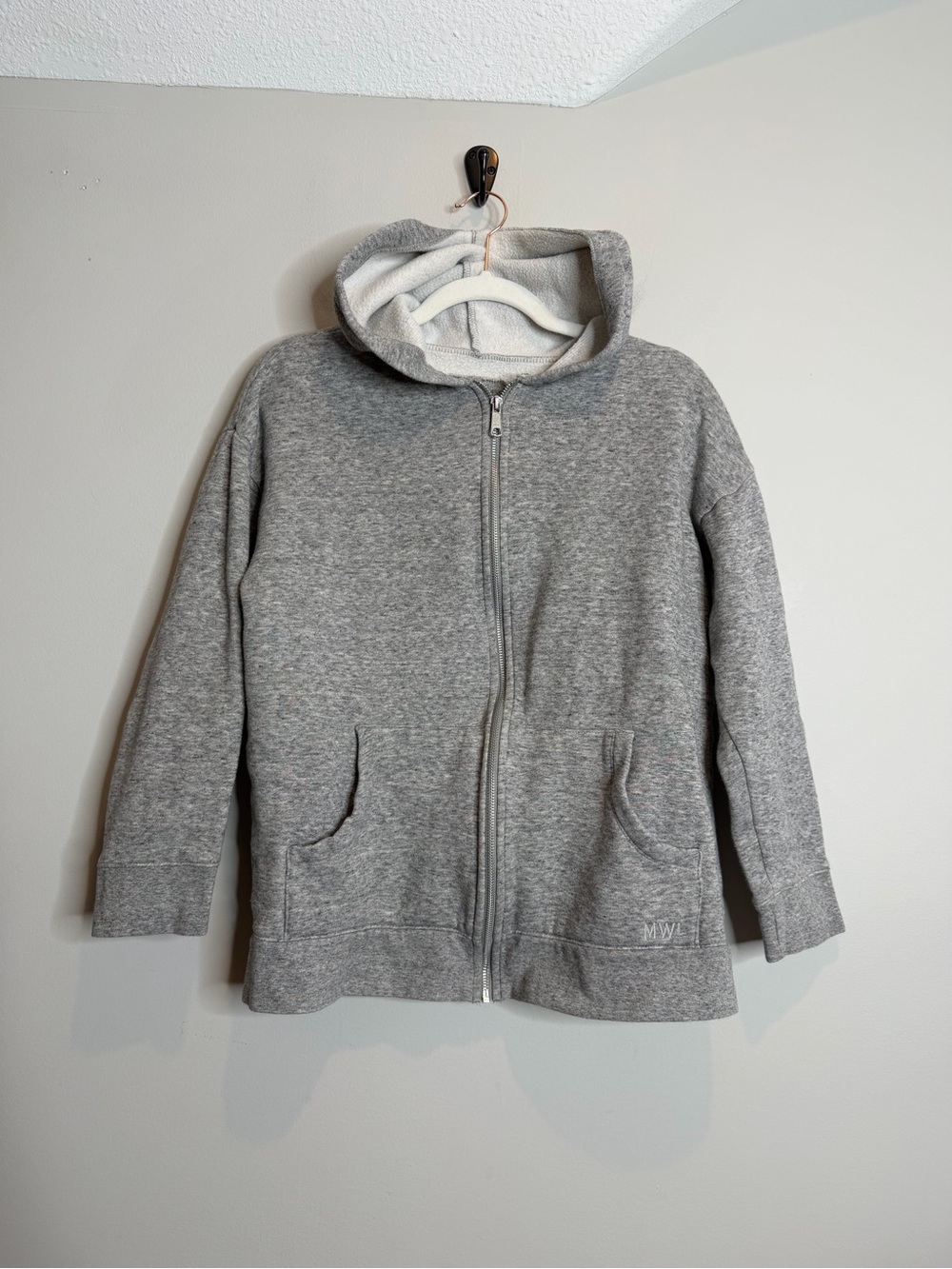 Madewell MWL Gray Fleece Lined Zip Hoodie Women Small Cozy Athleisure